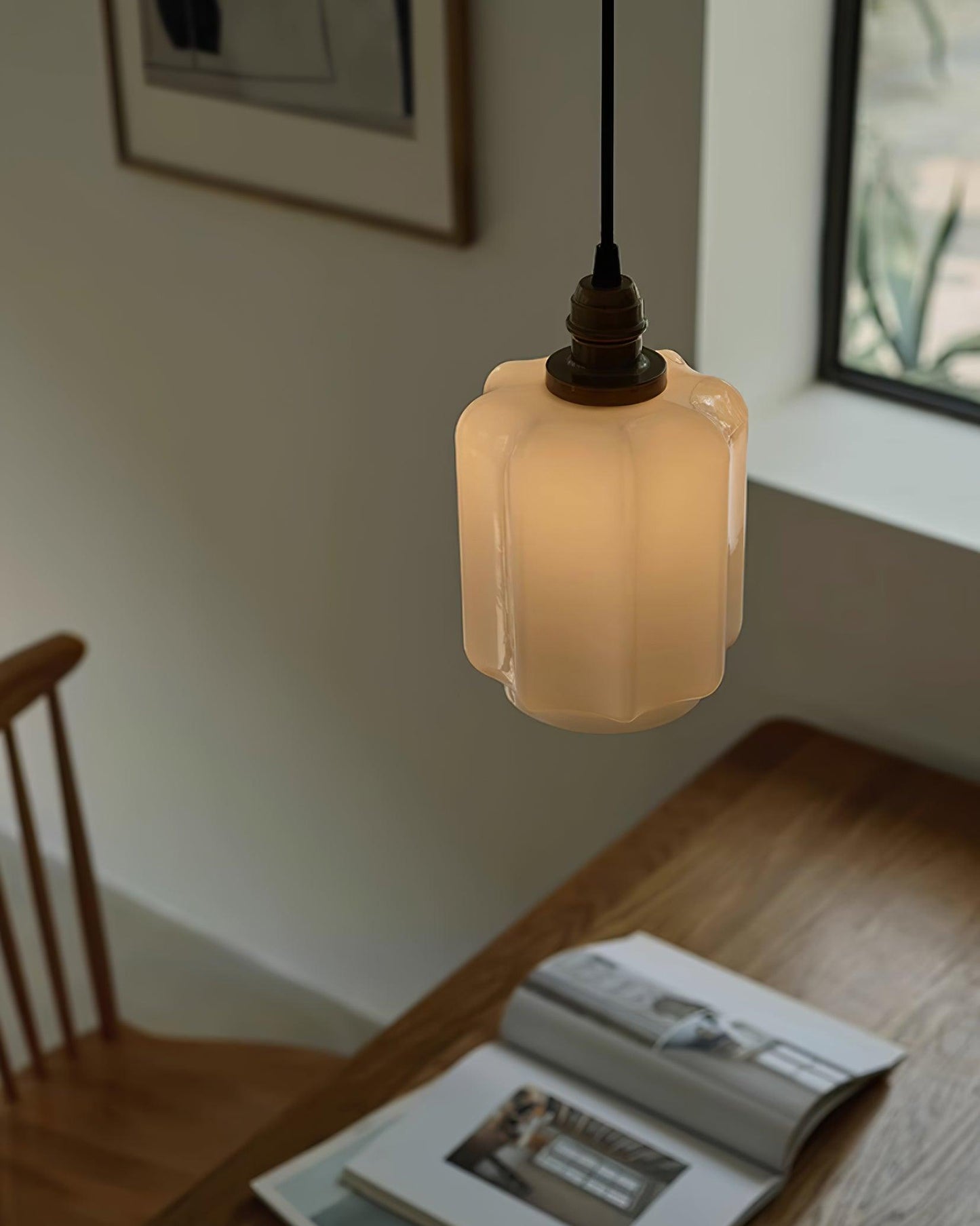 Stylish Glass Pendant Light White Ceiling Fixture