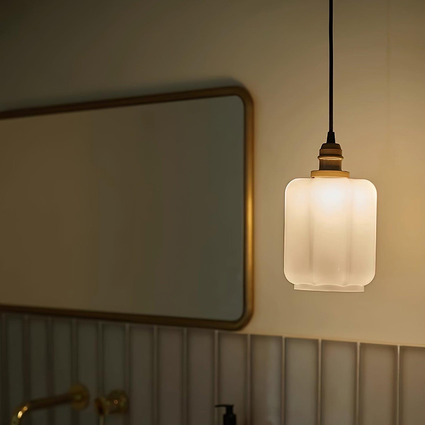 Stylish Glass Pendant Light White Ceiling Fixture