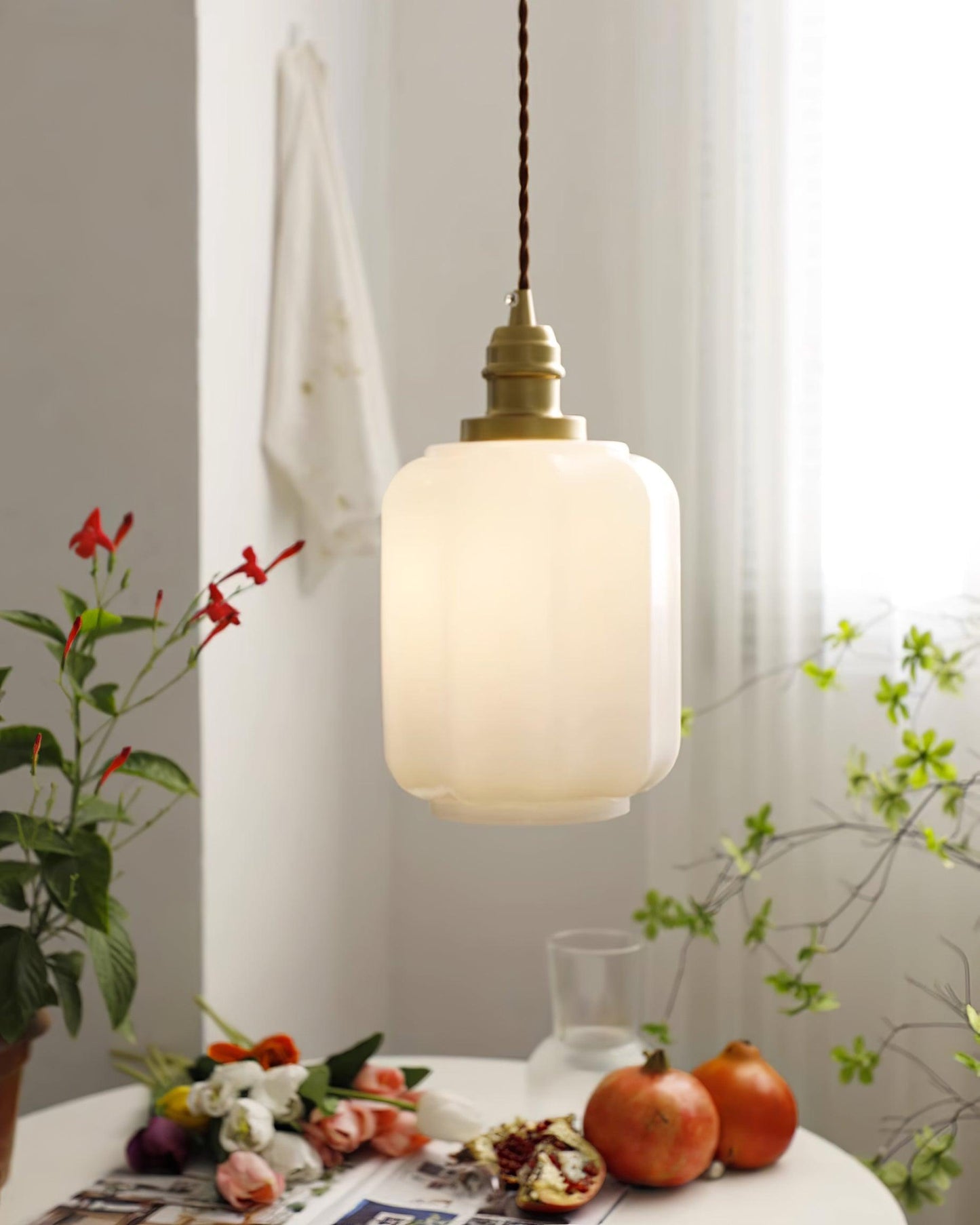 Stylish Glass Pendant Light White Ceiling Fixture