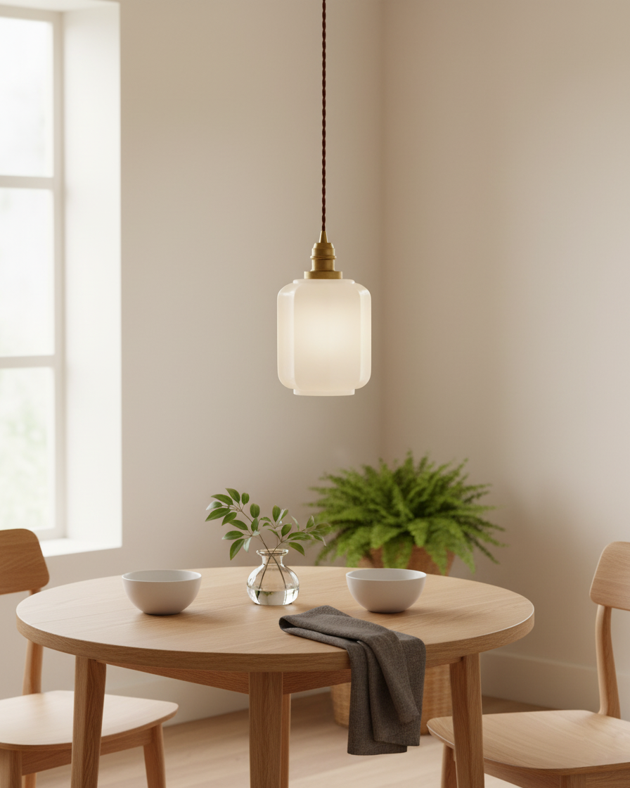 Stylish Glass Pendant Light White Ceiling Fixture