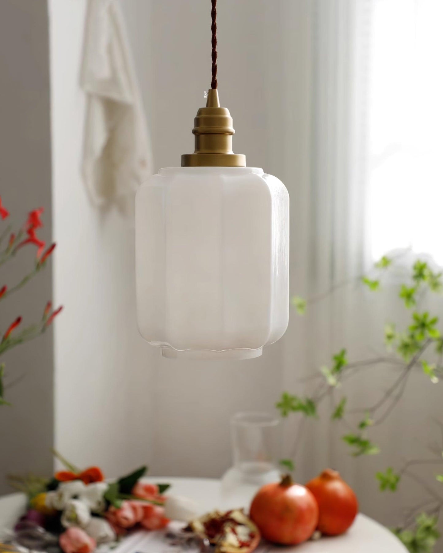 Stylish Glass Pendant Light White Ceiling Fixture