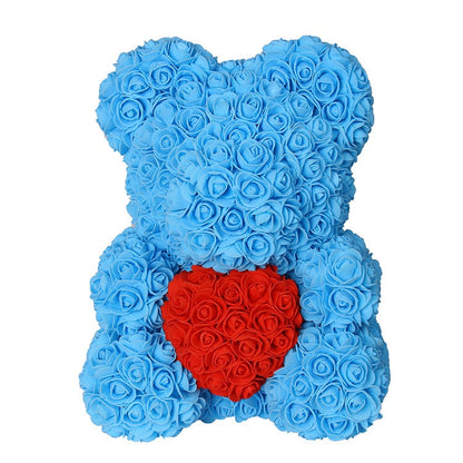 Lovely Fake Rose Bear Plush Toy