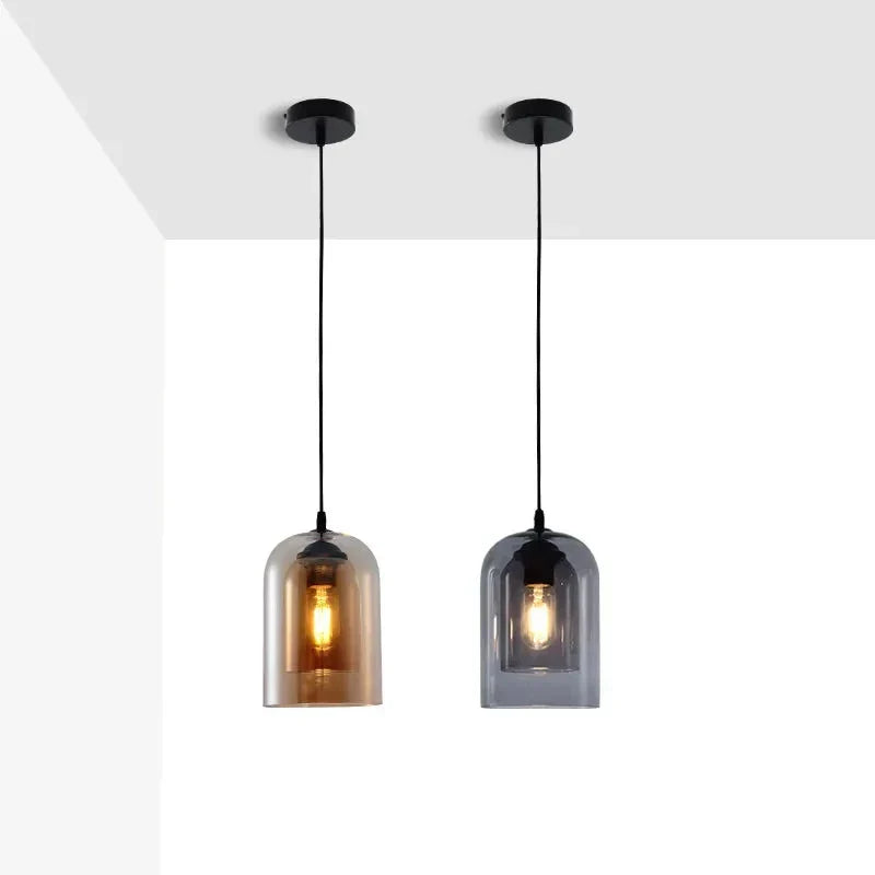 Simple Gray Glass Pendant Light