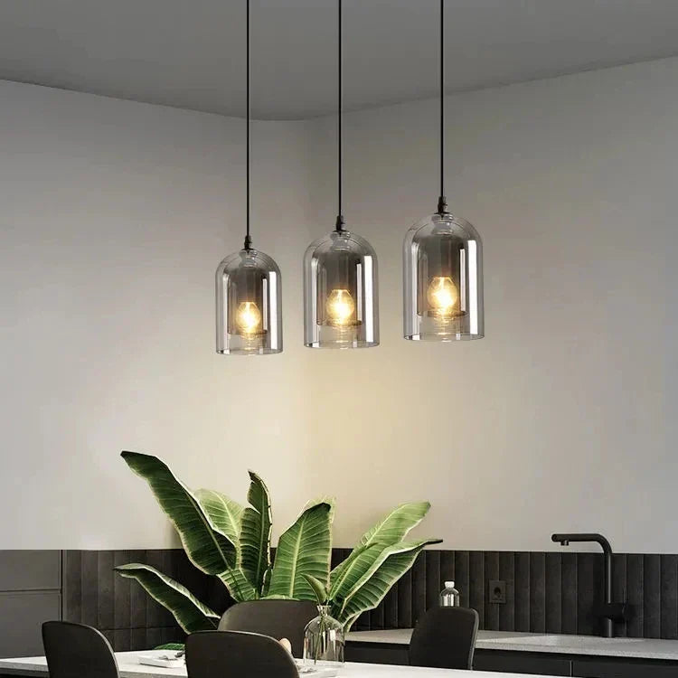 Simple Gray Glass Pendant Light