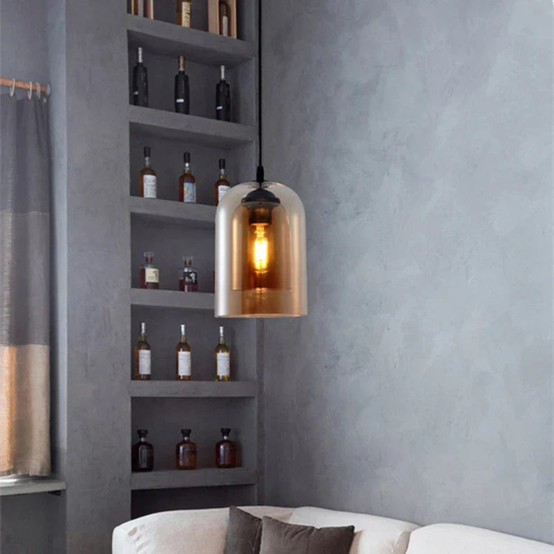 Simple Gray Glass Pendant Light