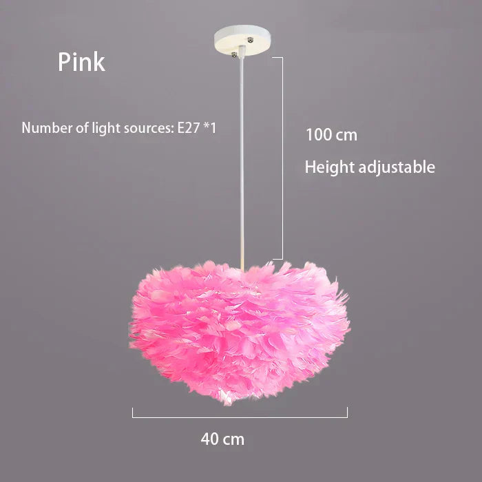 Soft White Faux Feather Pendant Lamp