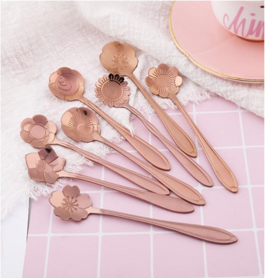 Decorative 8-Piece Stainless Steel Teaspoon Set
