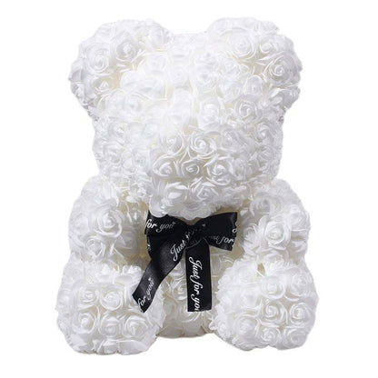 Lovely Fake Rose Bear Plush Toy