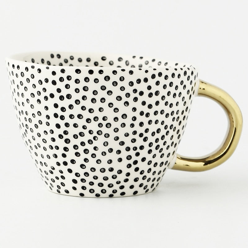 Unique Geometric Mug with Gold Accent Handle