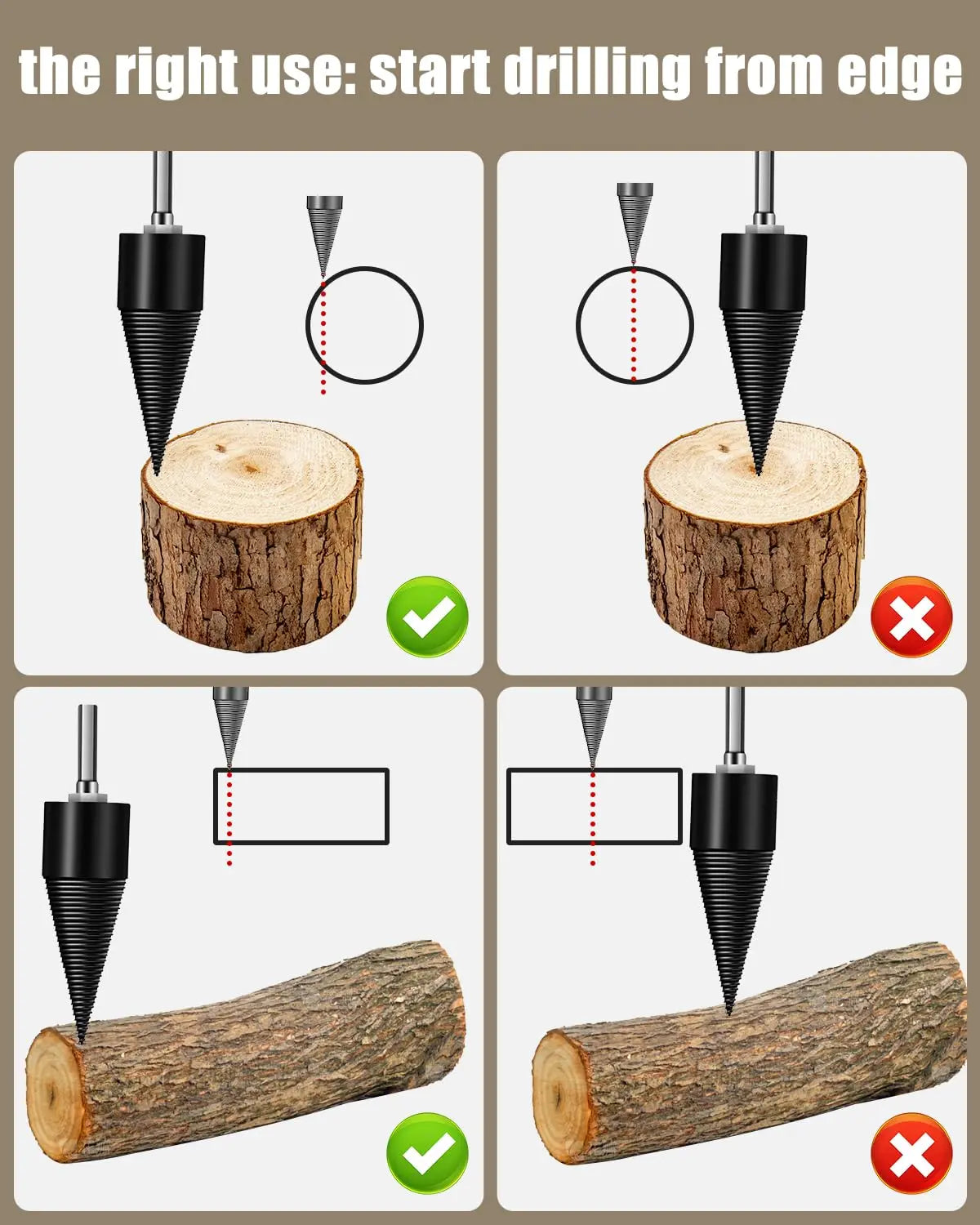 Efficient Wood Splitter Drill Bit Set