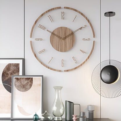 Modern Transparent Wooden Wall Clock - Quiet Quartz Movement