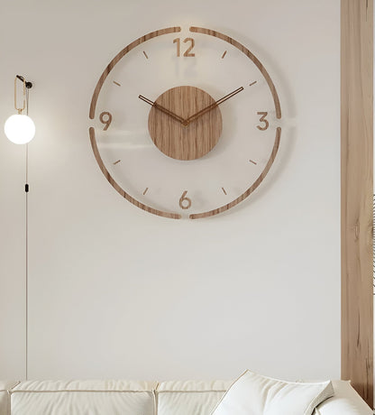 Modern Transparent Wooden Wall Clock - Quiet Quartz Movement