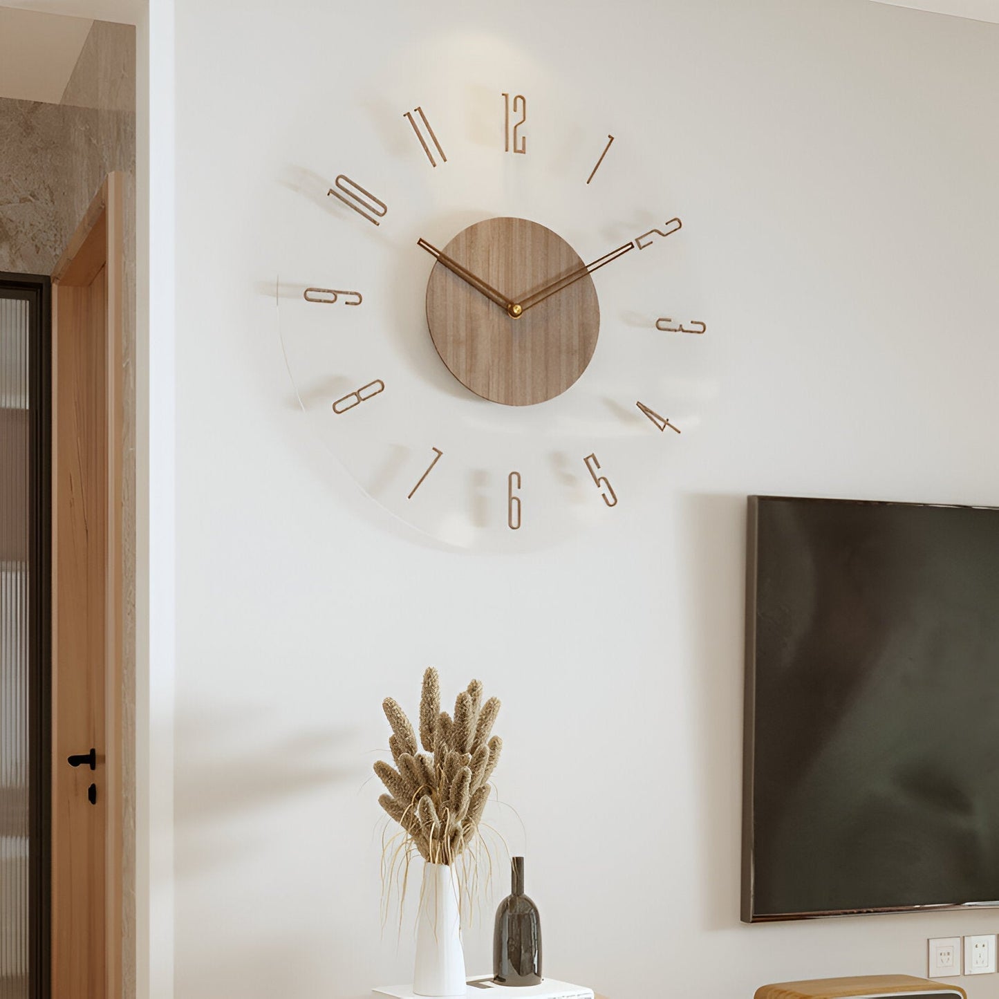 Modern Transparent Wooden Wall Clock - Quiet Quartz Movement