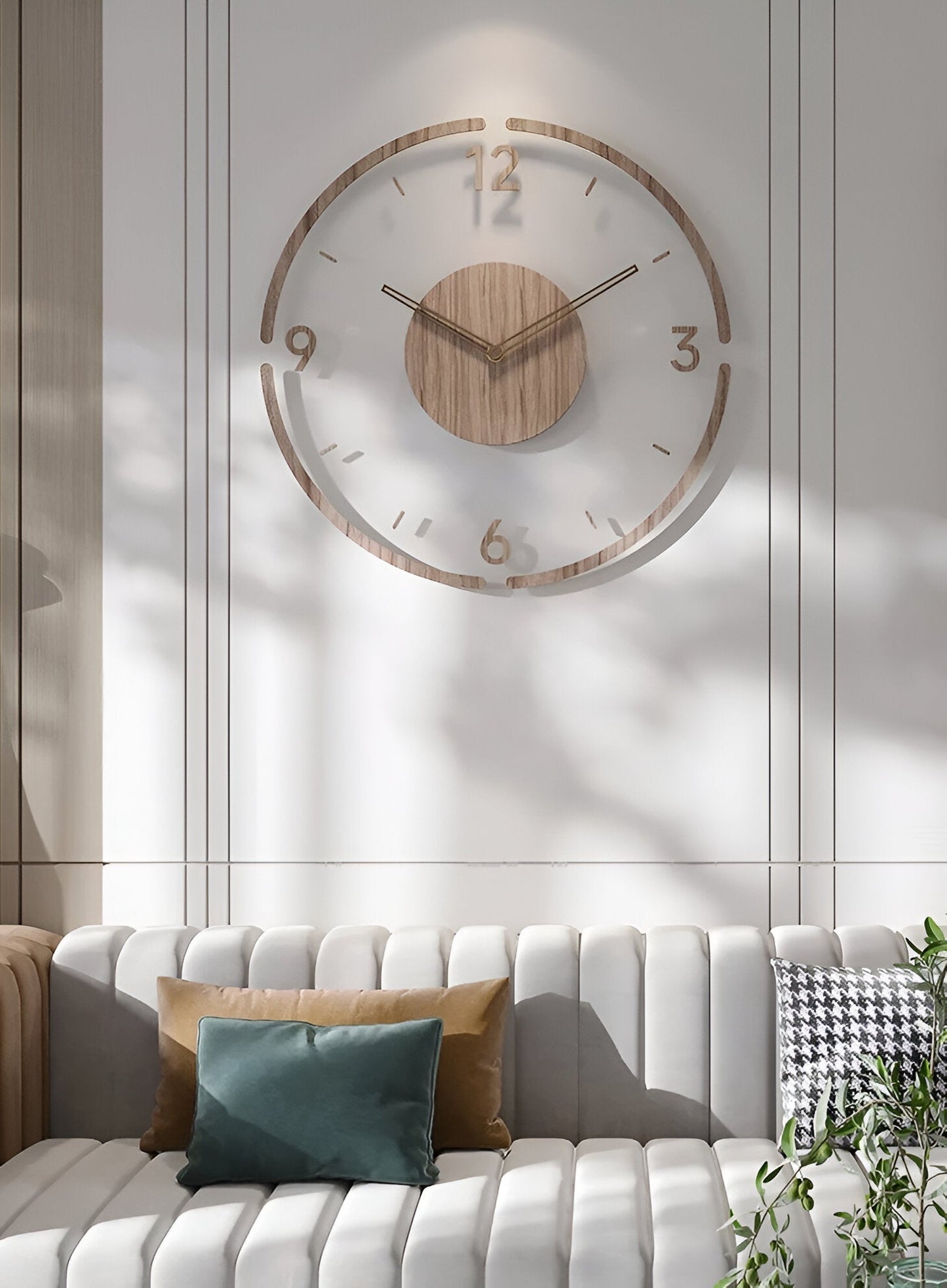 Modern Transparent Wooden Wall Clock - Quiet Quartz Movement