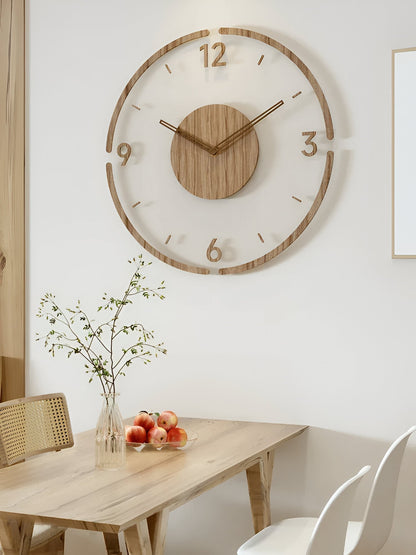 Modern Transparent Wooden Wall Clock - Quiet Quartz Movement