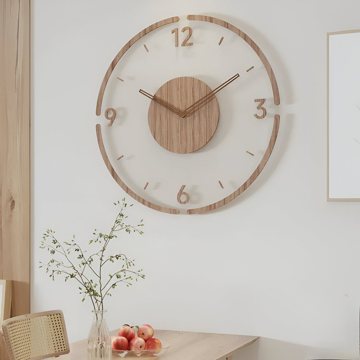 Modern Transparent Wooden Wall Clock - Quiet Quartz Movement