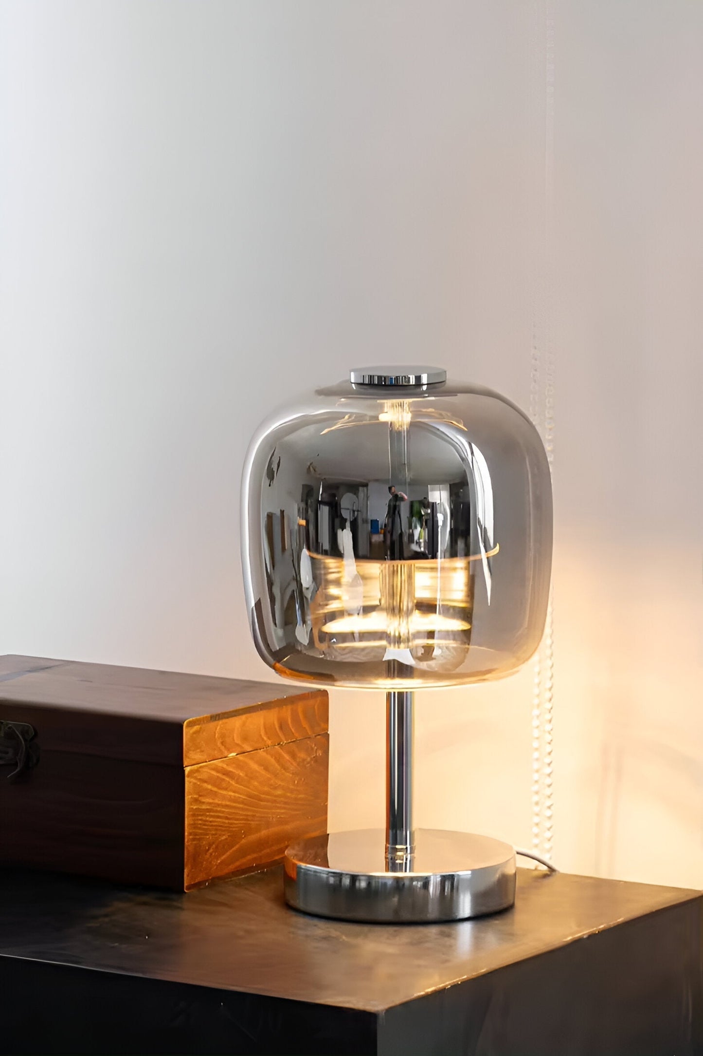 Modern Gray Glass Table Lamp