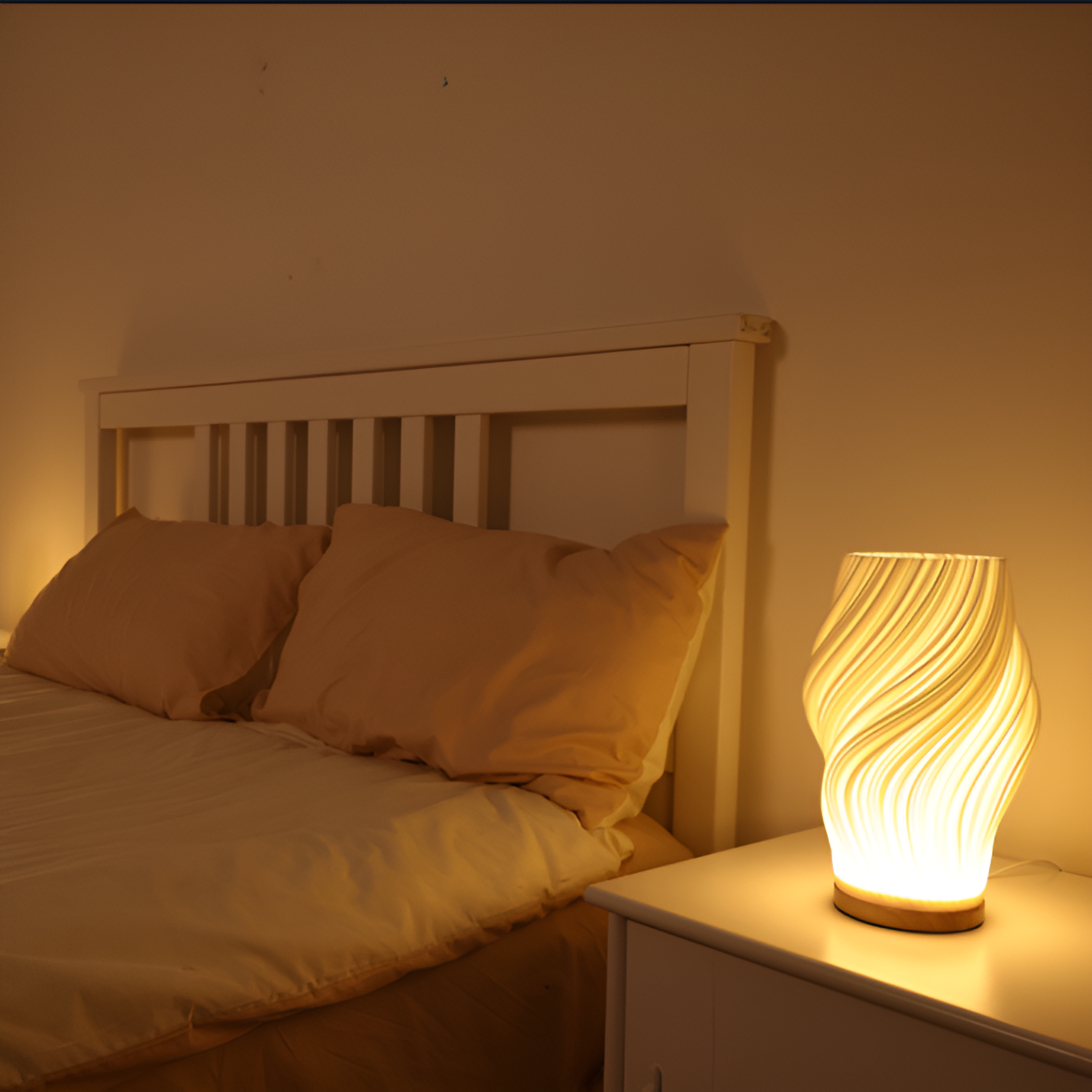 Stylish White 3D Wave Table Lamp