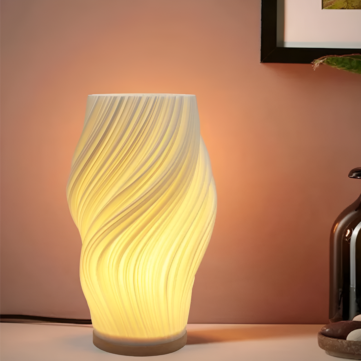 Stylish White 3D Wave Table Lamp