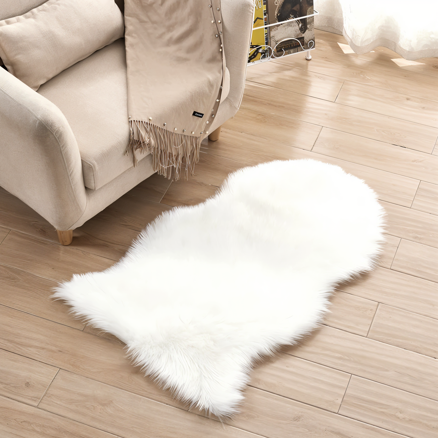 Plush Faux Fur Rug – Soft Synthetic Sheepskin Mat