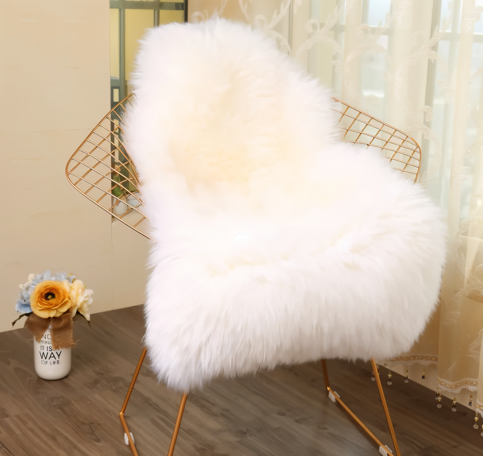 Plush Faux Fur Rug – Soft Synthetic Sheepskin Mat - Cofik