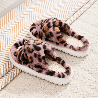 Cozy Fleece Slippers with Cross Strap