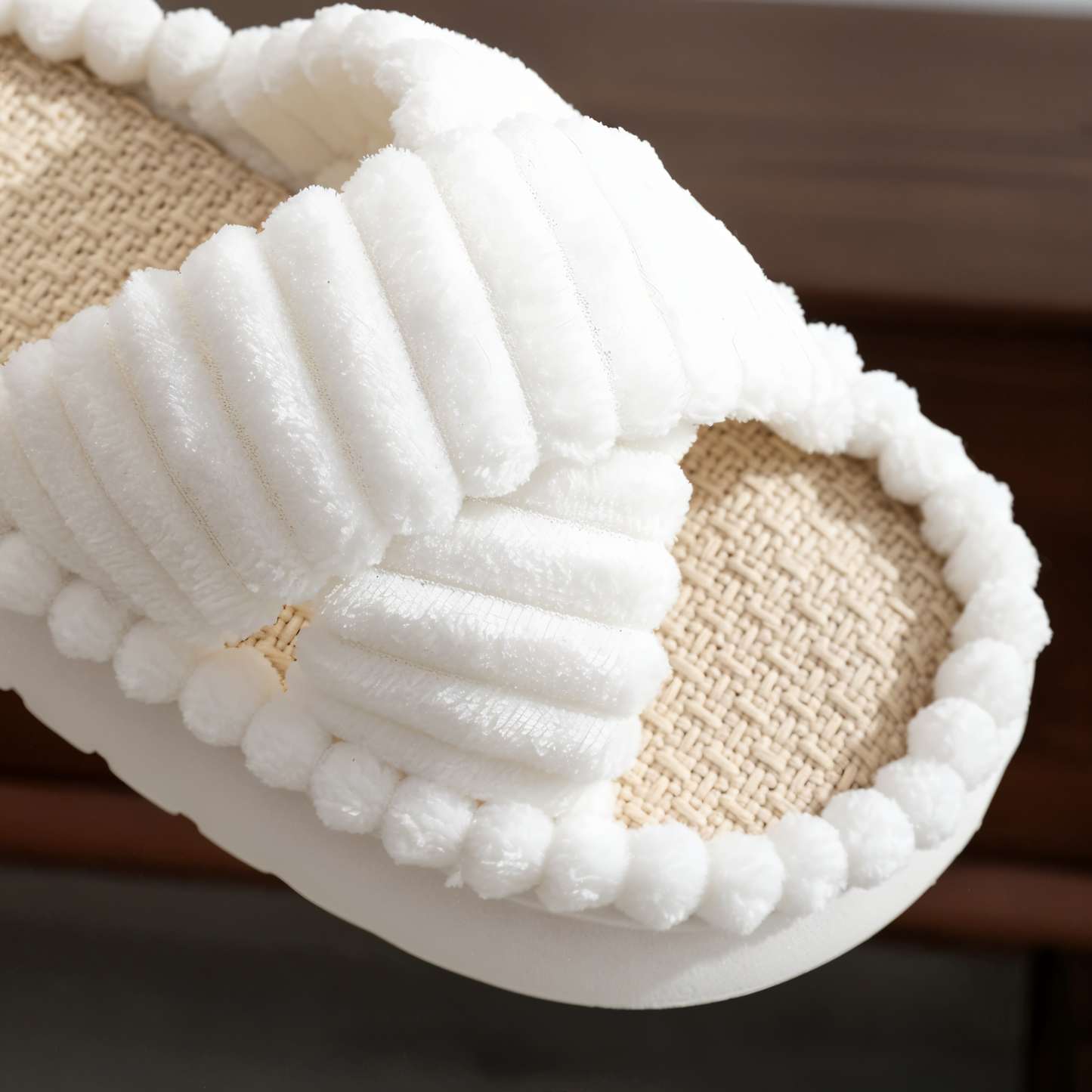 Cozy Fleece Slippers with Cross Strap