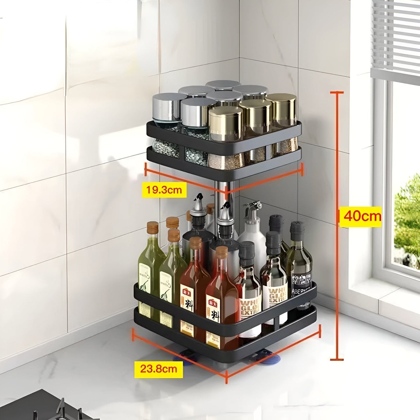 Easy Rotation Kitchen Spice Organizer Rack