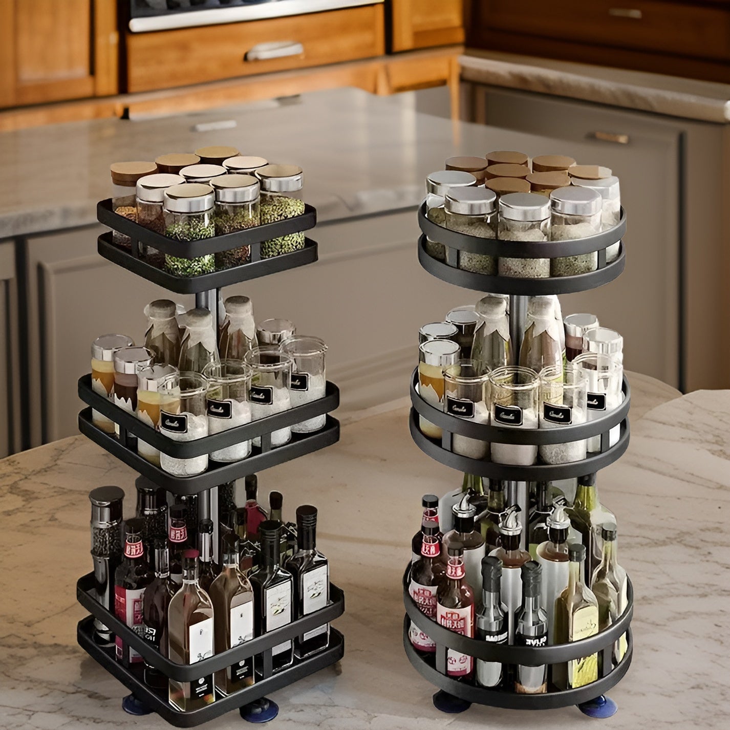 Easy Rotation Kitchen Spice Organizer Rack - Cofik