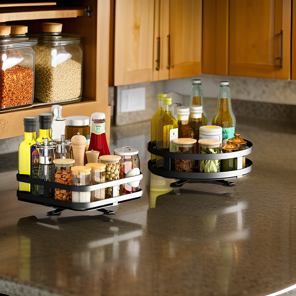 Easy Rotation Kitchen Spice Organizer Rack