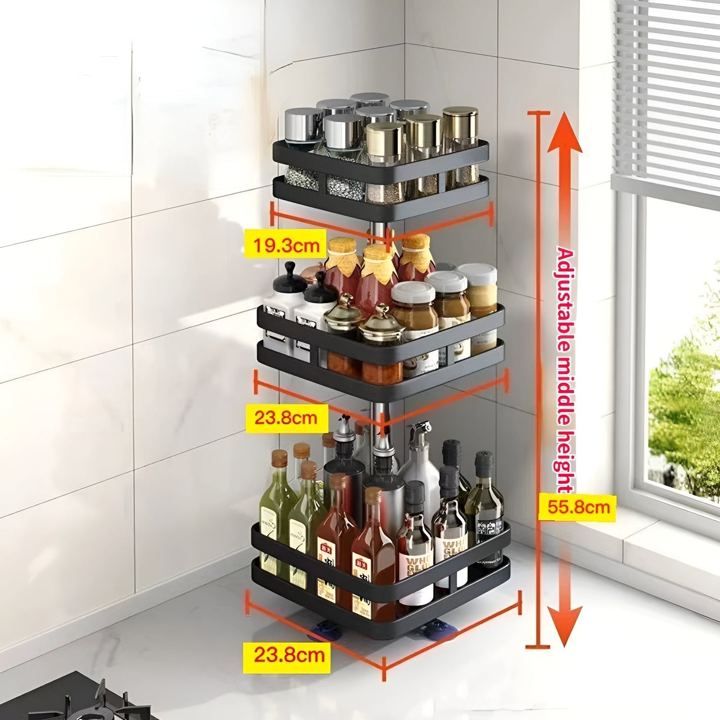 Easy Rotation Kitchen Spice Organizer Rack