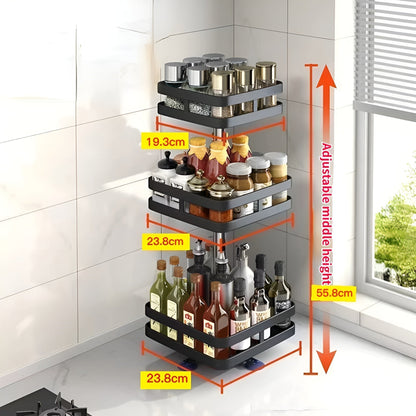 Easy Rotation Kitchen Spice Organizer Rack