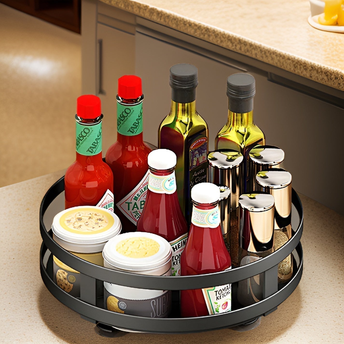 Easy Rotation Kitchen Spice Organizer Rack