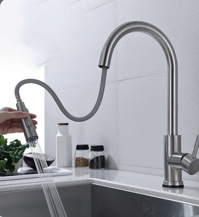 Stylish Touch Kitchen Faucet with Flexible Pull-Out Spout
