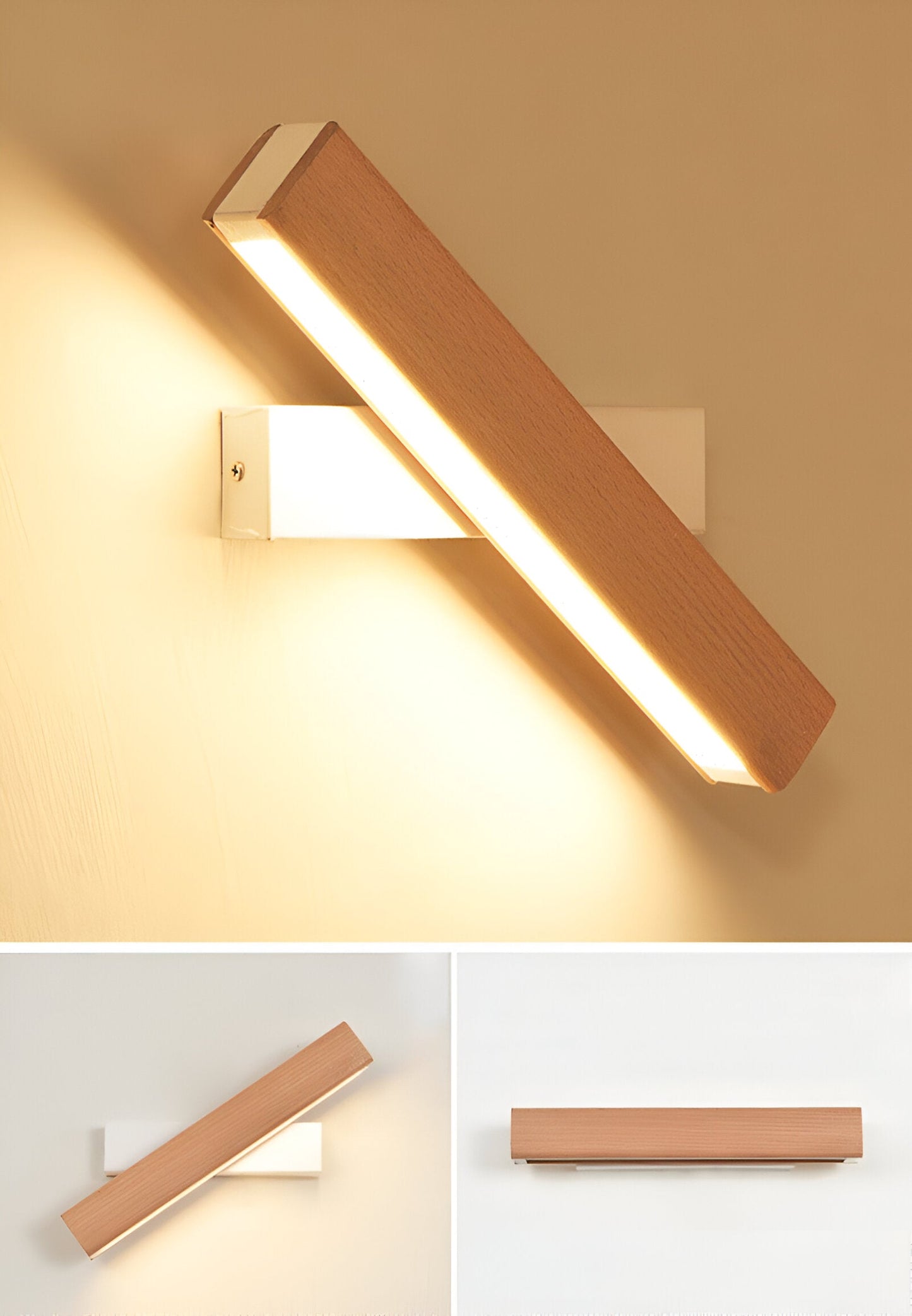 Rotating Wooden LED Wall Light