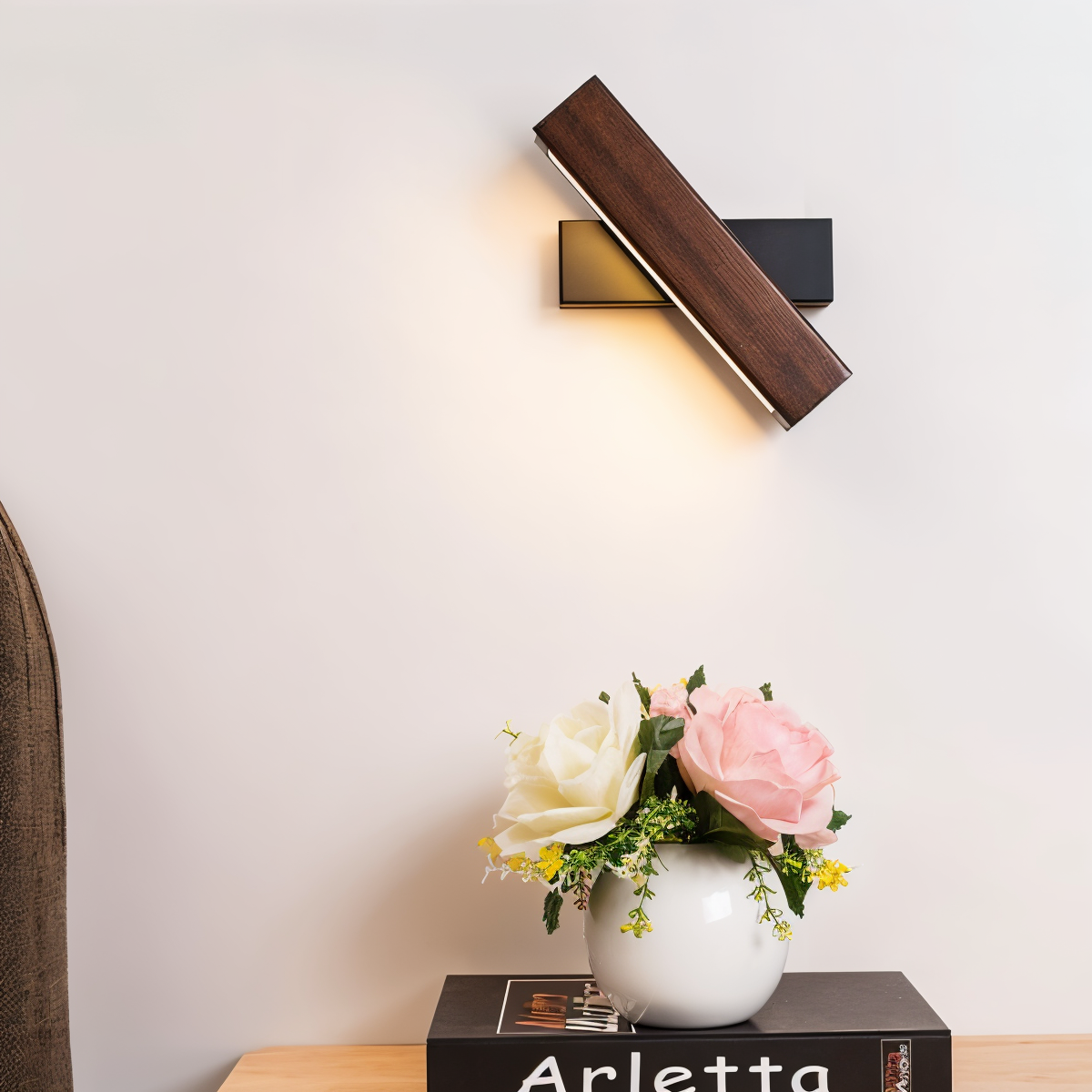 Rotating Wooden LED Wall Light