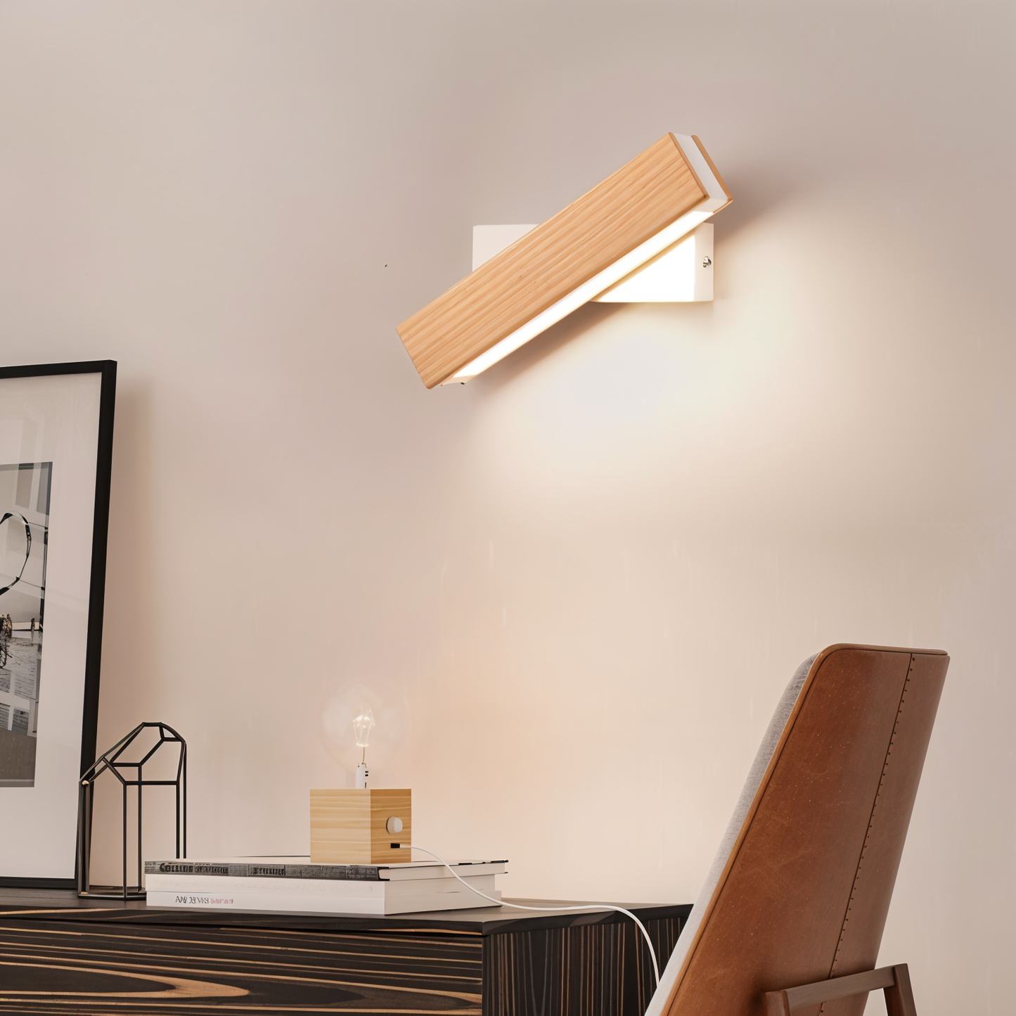 Rotating Wooden LED Wall Light