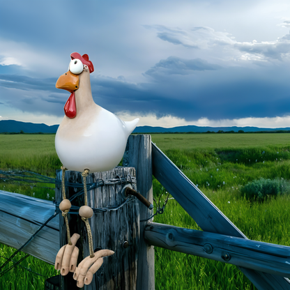 Big Eye Chicken Garden Decor Resin Statue