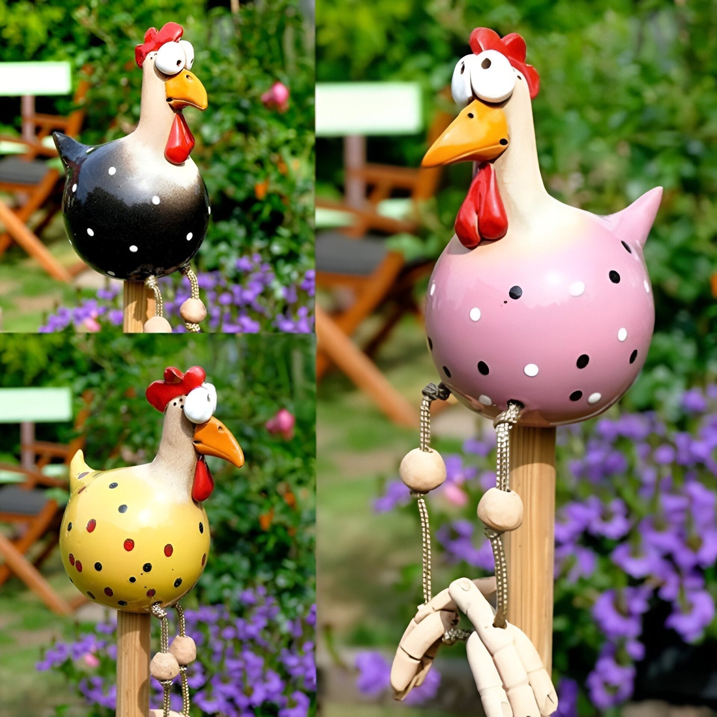 Big Eye Chicken Garden Decor Resin Statue