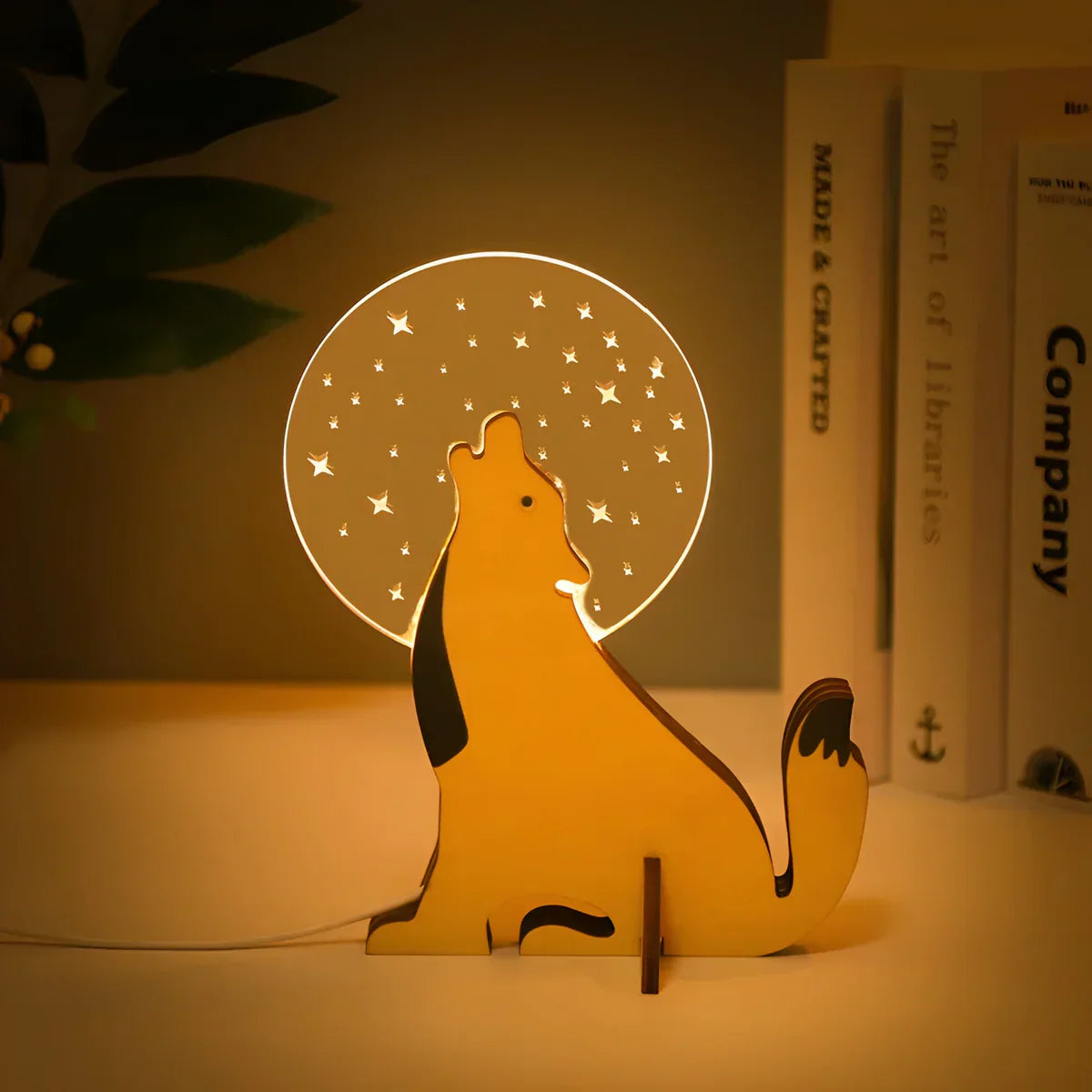 Rustic Wood Animal Desk Lamp