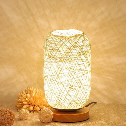 Rustic Wooden Table Lamp with Soft Warm Lighting - Cofik