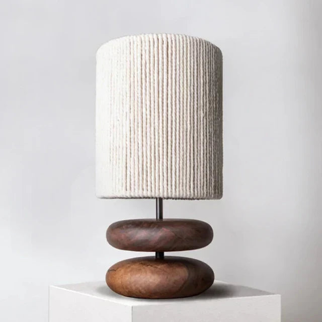 Classic Wooden Table Lamp with Linen Shade - Cofik
