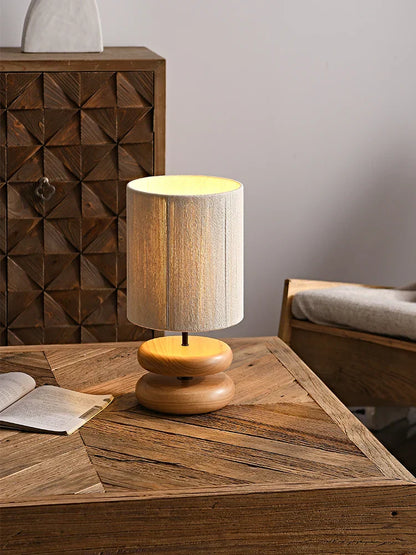 Classic Wooden Table Lamp with Linen Shade