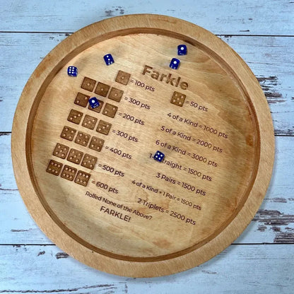 Wooden Farkle Dice Game Set with Scoreboard and 6 Dice