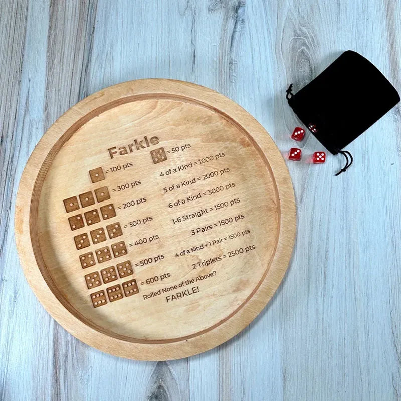 Wooden Farkle Dice Game Set with Scoreboard and 6 Dice - Cofik
