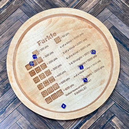 Wooden Farkle Dice Game Set with Scoreboard and 6 Dice