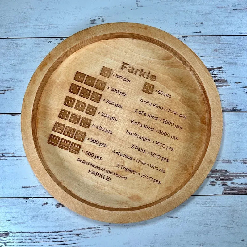 Wooden Farkle Dice Game Set with Scoreboard and 6 Dice