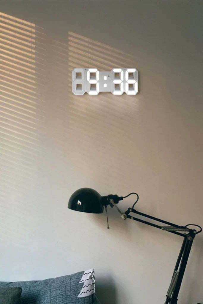 Modern 3D LED Digital Wall Clock with Dimmable Light