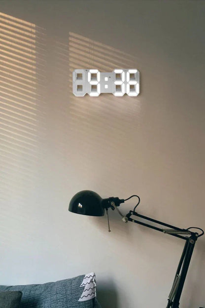 Modern 3D LED Digital Wall Clock with Dimmable Light