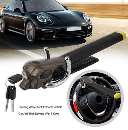 Compact Car Steering Wheel Lock with Alarm System